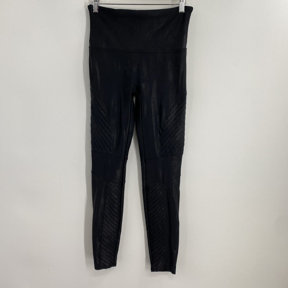 Spanx Leggings Women’s Large Black Gloss Paded Comfort Athleisure Sporty 738